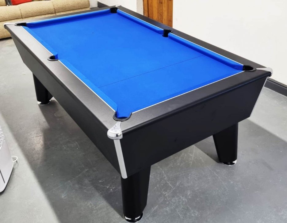Optima Classic Pool Table - Black With Blue Cloth