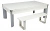 DPT Fusion White Pool Dining Table with Wooden Tops & DPT Bench