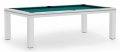 Dynamic Mozart White Pool Dining Table with Blue Green Cloth