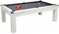 Avant Garde Pool Dining Table - White Cabinet Finish with Silver/Grey Cloth
