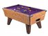 Amberwood Winner Pool Table Finish with Purple Cloth 