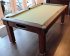 Florence Dark Walnut Pool Dining Table with Sage Cloth