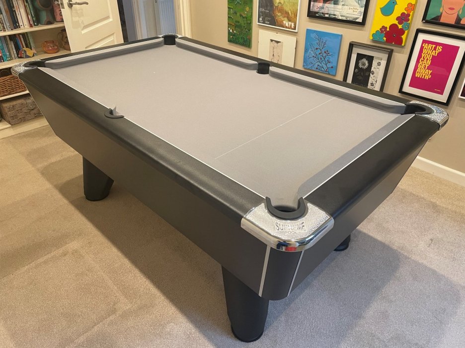 6ft Black Supreme Winner Pool Table with Grey Cloth