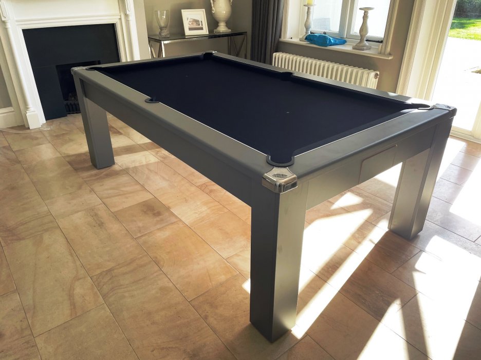 Avant Garde 7ft Pool Dining Table - Onyx Grey Table with Black Wool Cloth