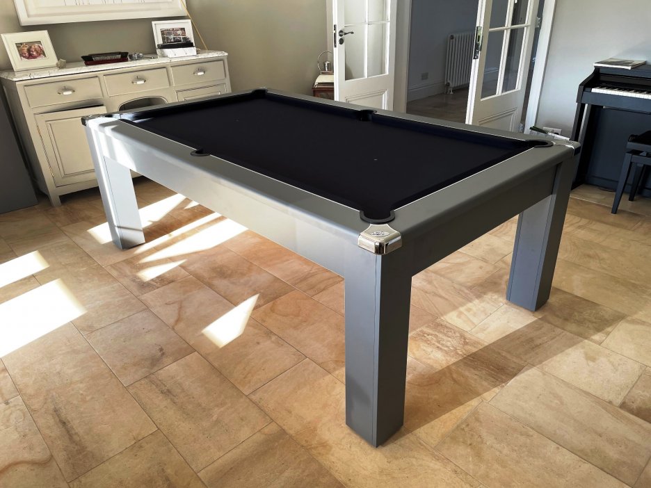 Avant Garde 7ft Pool Dining Table - Onyx Grey Table with Black Wool Cloth