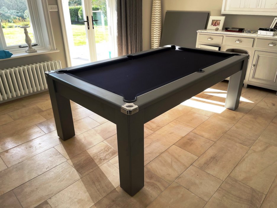 Avant Garde 7ft Pool Dining Table - Onyx Grey Table with Black Wool Cloth