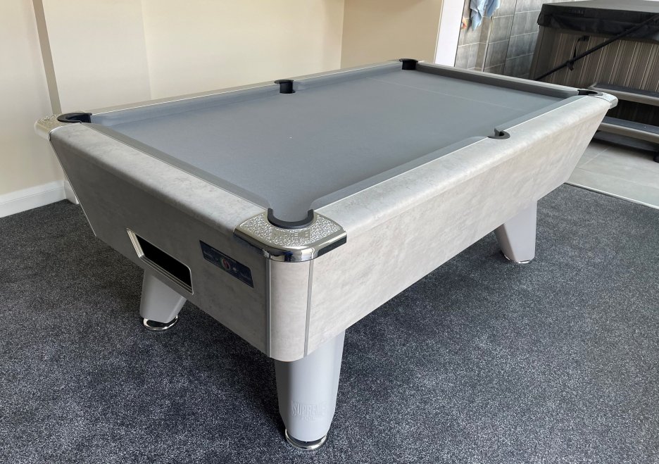 Supreme Winner Stone Grey Pool Table - Fitted with Grey Wool Cloth