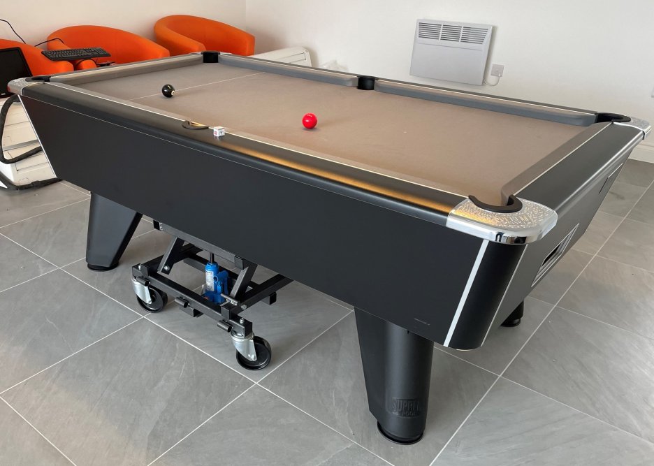 7ft Black Winner with Grey Cloth, Hydraulic Pool Trolley