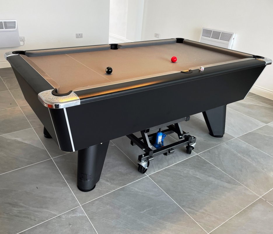 7ft Black Winner with Grey Cloth, Hydraulic Pool Trolley