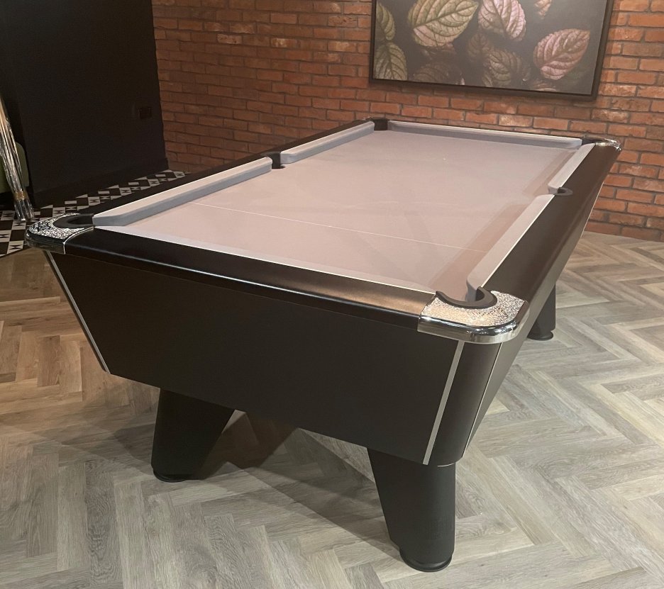 Black 7ft Winner Table with Grey Cloth