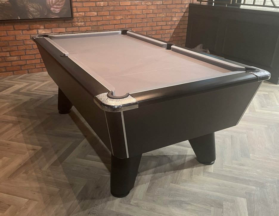 Black 7ft Winner Table with Grey Cloth