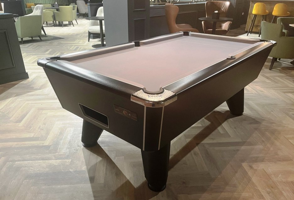 Black 7ft Winner Table with Grey Cloth