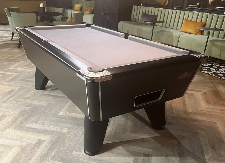 Black 7ft Winner Table with Grey Cloth