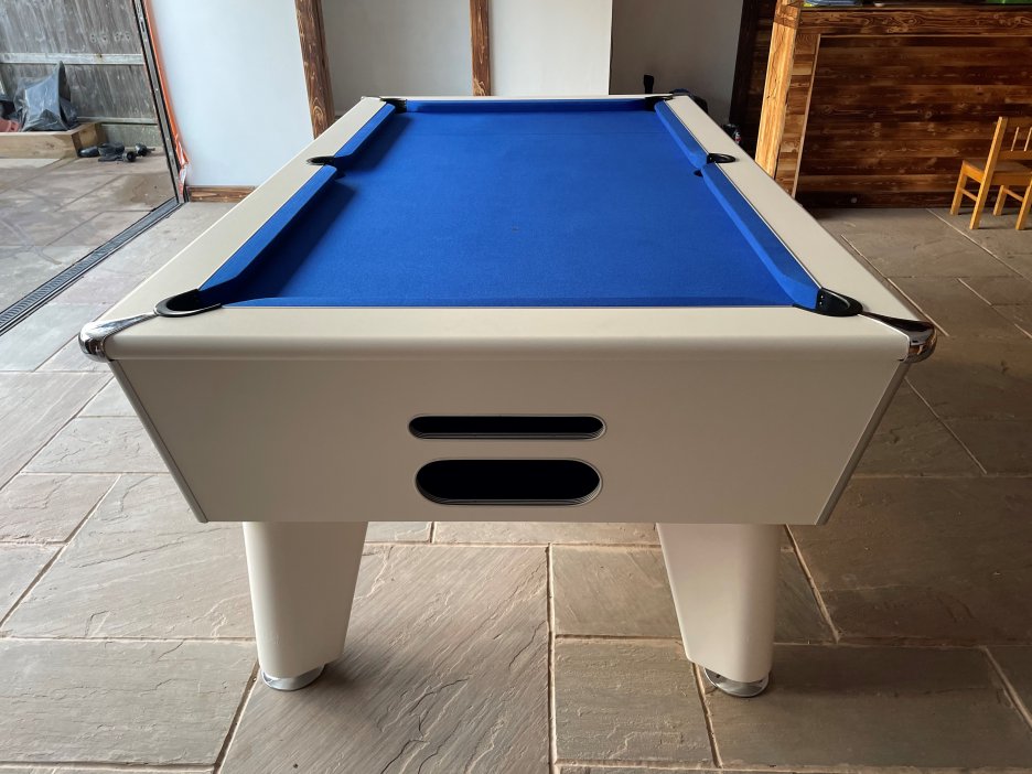 White 7ft Optima Classic Pool Table - Ball Return End