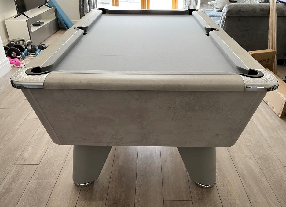 Supreme Winner Stone Grey Pool Table - Fitted with Grey Wool Cloth
