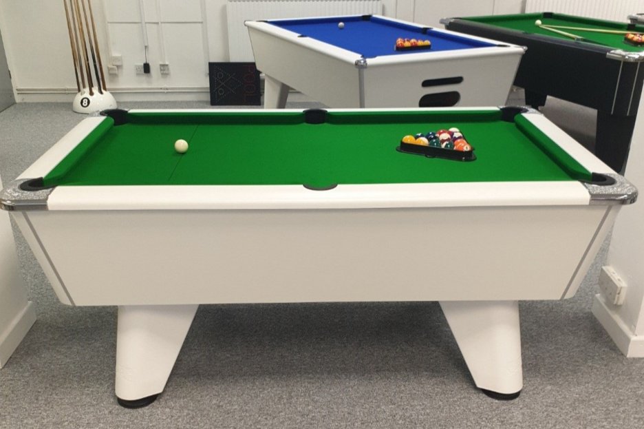 6ft White Winner Pool Table - Green Cloth - Showroom Model