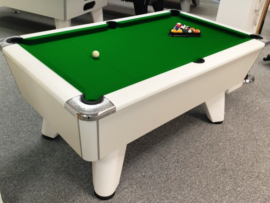 6ft White Winner Pool Table - Green Cloth - Showroom Model