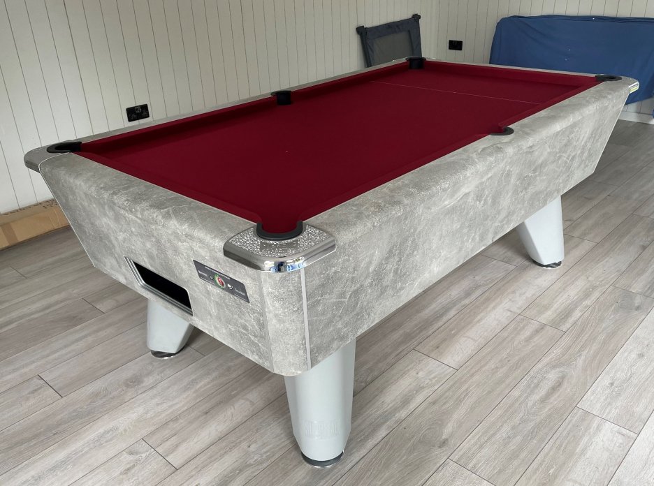 Winner 7ft Italian Grey Table fitted with Windsor Red Cloth