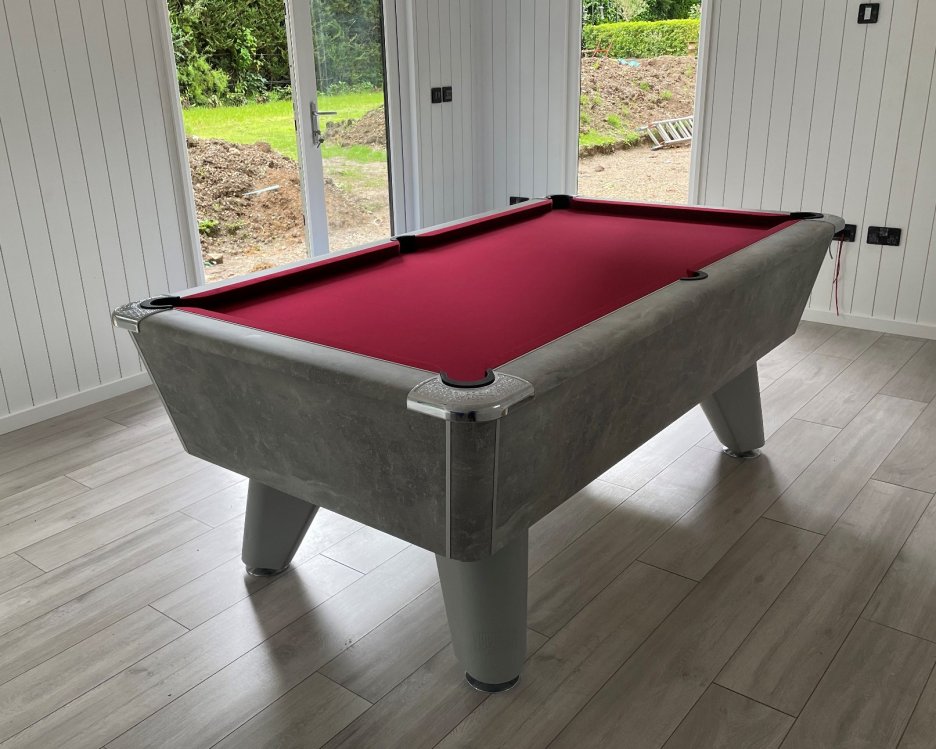 Winner 7ft Italian Grey Table fitted with Windsor Red Cloth