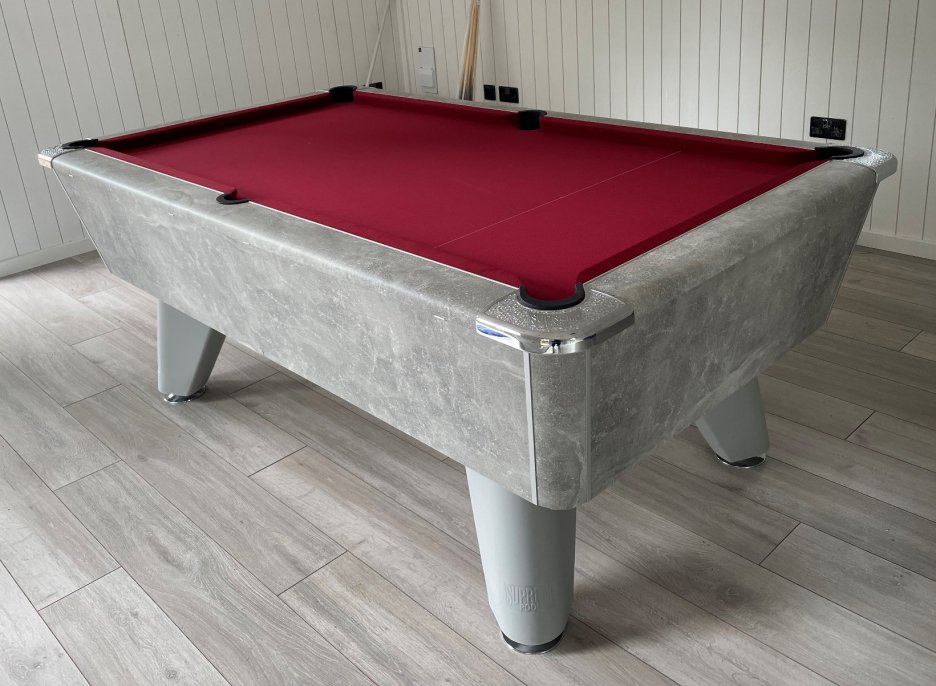 Winner 7ft Italian Grey Table fitted with Windsor Red Cloth