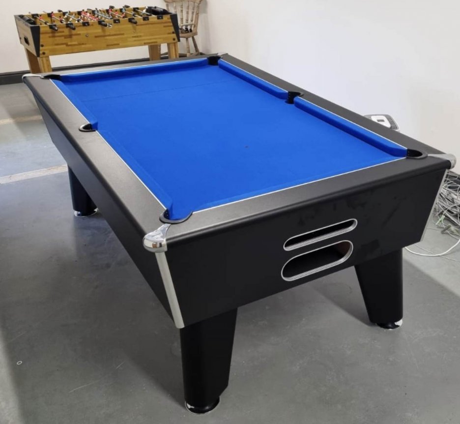 Optima Classic Pool Table - Black With Blue Cloth