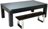 Avant Garde Pool Dining Table - Black Cabinet Finish with Glass Tops and Benches