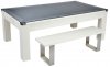 Avant Garde Pool Dining Table - White Cabinet Finish with Glass tops and benches