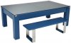 Avant Garde Pool Dining Table - Midnight Blue Cabinet Finish with Glass Tops and Benches