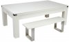 Avant Garde Pool Dining Table - White Cabinet Finish with Wood tops and benches