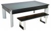 DPT Fusion Black Pool Dining Table with Glass Tops & DPT Bench