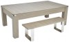 Avant Garde Pool Dining Table - Grey Oak Cabinet Finish with Wooden Tops and Benches