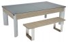 DPT Fusion Grey Oak Pool Dining Table with Glass Tops & DPT Bench
