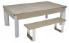 DPT Fusion Grey Oak Pool Dining Table with Wooden Tops & DPT Bench