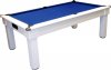 Tuscany Pool Dining Table in White with Blue Cloth