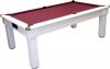 Tuscany Pool Dining Table in White with Burgundy Cloth