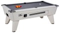Omega Coin Operated Pool Table - White Cabinet with Grey Cloth 