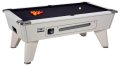Omega Coin Operated Pool Table - White Cabinet with Black Cloth 