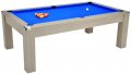 Avant Garde Pool Dining Table - Grey Oak Cabinet Finish with Blue Cloth