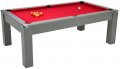 Avant Garde Pool Dining Table - Onyx Grey Cabinet Finish with Cherry Red Cloth