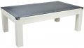 Avant Garde Pool Dining Table - White Cabinet Finish with Smoked Glass Dining Tops