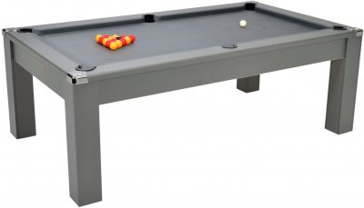 Avant Garde Pool Dining Table - Onyx Grey Cabinet Finish with Silver/Grey Cloth