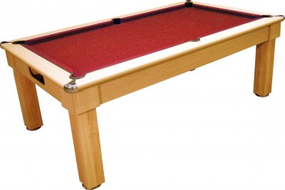 Tuscany Pool Dining Table in Light Oak with Red Cloth