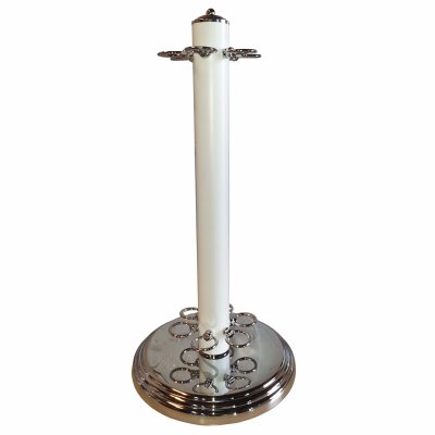 White & Chrome Finish Free Standing Cue Rack for 6 Cues