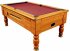 Optima Coin Operated Pool Table - Walnut Cabinet with Burgundy Cloth