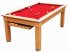 Traditional Pool Dining Table - Oak Cabinet - Red Cloth