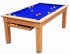 Traditional Pool Dining Table - Oak Cabinet - Blue Cloth