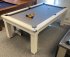 Traditional Pool Dining Table in White with Grey Wool Cloth