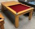 Traditional Pool Dining Table in Oak - Burgundy Cloth