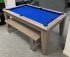 Gatley Classic Pool Dining Table in Driftwood with Blue Cloth