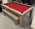 Gatley Classic Pool Dining Table in Driftwood with Burgundy Cloth
